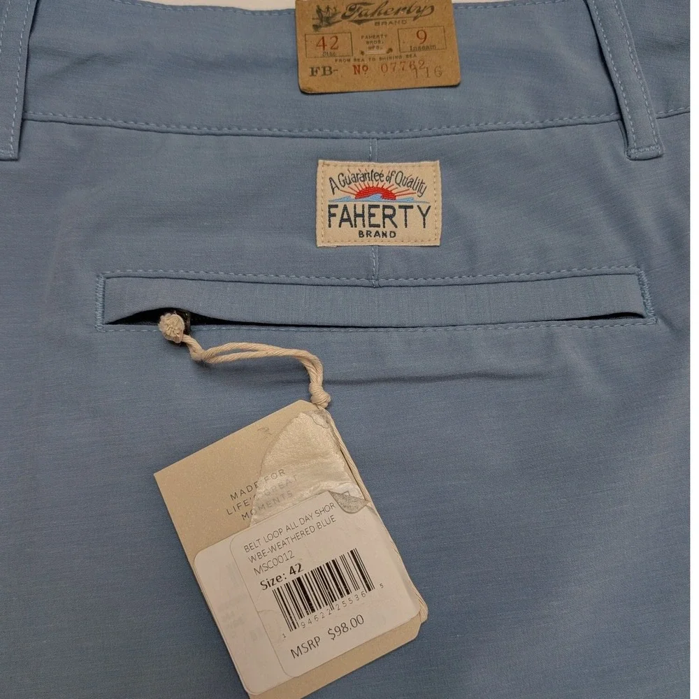 NWT Faherty Belt Loop All Day Shorts Mens 42 Blue 9